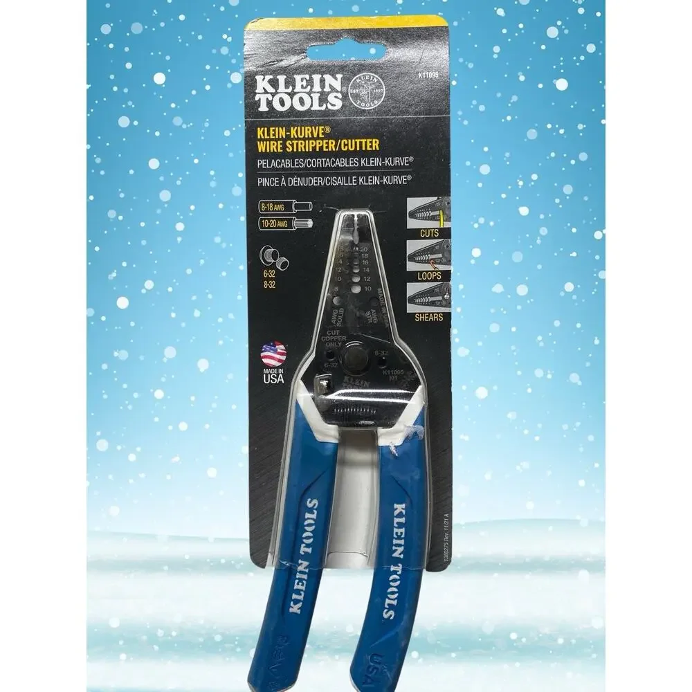 Klein Tools — K11095 Klein-Kurve® Wire Stripper/Cutter (Blue Handles, Made in US